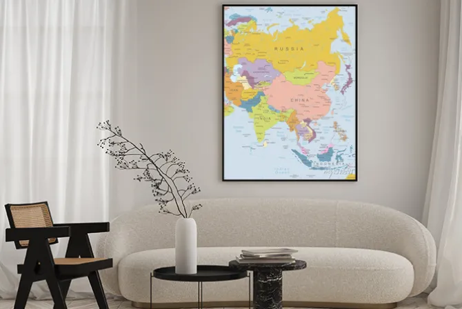 Plakat: Azja-bardzo szczegółowe map.layers używane.