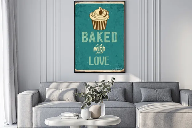 Plakat: Babeczka z napisem w stylu plakatu reklamowego vintage