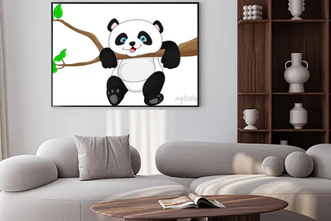 Plakat: Bajkowa panda na gałęzi