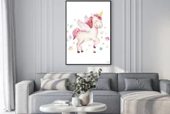 Plakat: Bajkowy jednorożec na akwareli