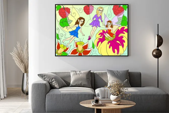 Plakat: Bajkowy świat wróżki kolor książki dla dzieci ilustracja kreskówka.