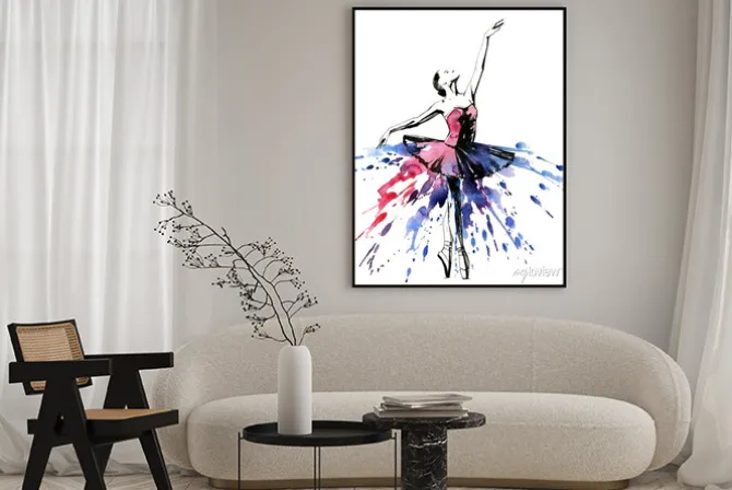 Plakat: Baletnica na delikatnej akwareli