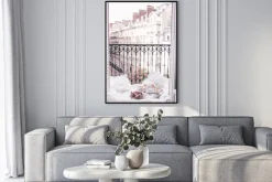 Plakat: Balkon w paryżu francuskie śniadanie