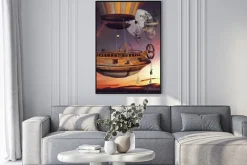 Plakat: Baśniowy balon na tle księżyca i latających wysp