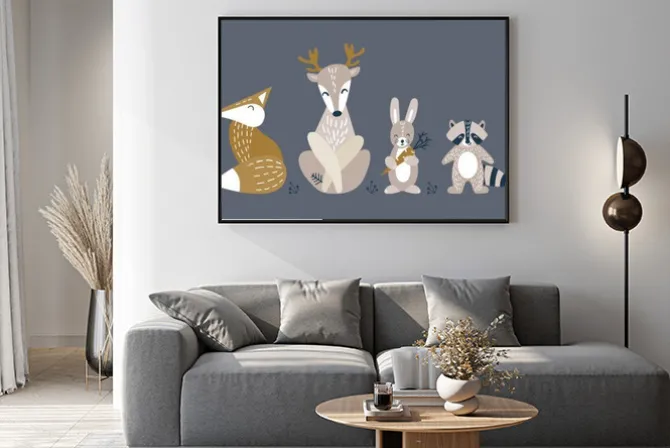 Plakat: Banner with cute woodland animals in scandinavian style. set