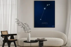 Plakat: Baran konstelacja w nocnym niebie