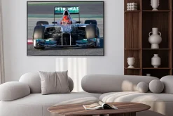 Plakat: Barcelona - 21 lutego 2012: michael schumacher z mercedes wyścigach