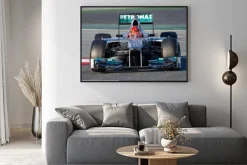 Plakat: Barcelona - 21 lutego 2012: michael schumacher z mercedes wyścigach