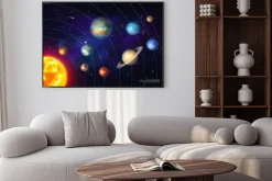 Plakat: Barwny układ słoneczny z planetami