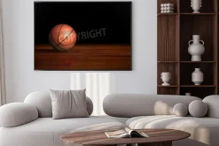 Plakat: Basketball on the wood floor graphic background