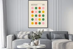 Plakat: Bauhaus minimalistyczny wzór z kolorowymi figurami