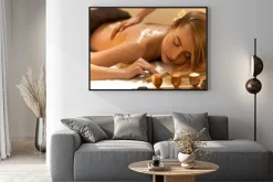 Plakat: Beautiful blonde gets salt scrub zabieg beauty