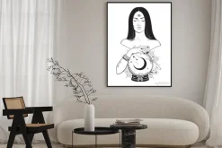 Plakat: Beautiful prophetess with third eye reading magic crystal ball