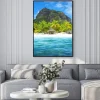 Plakat: Beautiful sandy beach with le morne brabant mountain on the south