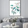 Plakat: Beautiful watercolor tropical leaves painted on white paper,