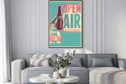 Plakat: Beer open air festival typographical vintage grunge pop-art style