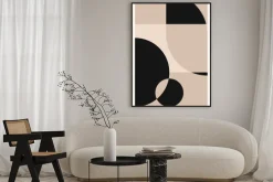Plakat: Beżowo-czarne formy modernistyczna abstrakcja