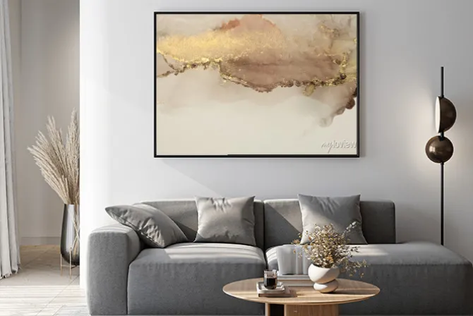 Plakat: Beżowy marmur ze złotawymi plamami