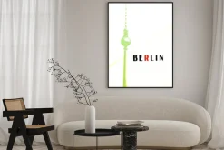 Plakat: Berlin archiwalne pocztówki - wieża telewizyjna i liter streszczenie