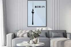 Plakat: Berlin archiwalne pocztówki - wieża telewizyjna i liter streszczenie