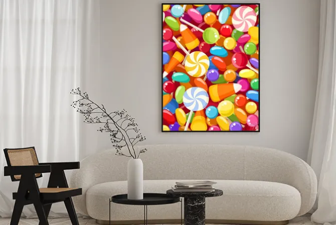 Plakat: Bez szwu tła z różnych cukierków. ilustracji wektorowych.