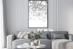 Plakat: Białe kulki tworzące wzór z efektem 3d