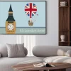 Plakat: Big ben i balon z flagą wielkiej brytanii