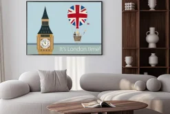 Plakat: Big ben i balon z flagą wielkiej brytanii