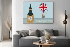 Plakat: Big ben i balon z flagą wielkiej brytanii