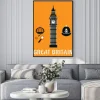 Plakat: Big ben tower and other britain objects