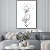 Plakat: Black-white illustration with a pencil. white magnolia. elegant