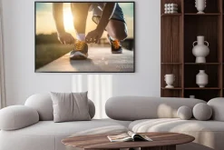 Plakat: Bliska strzał z butami biegacza