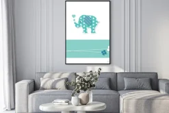 Plakat: Blue baby boy karty z pozdrowieniami słonia