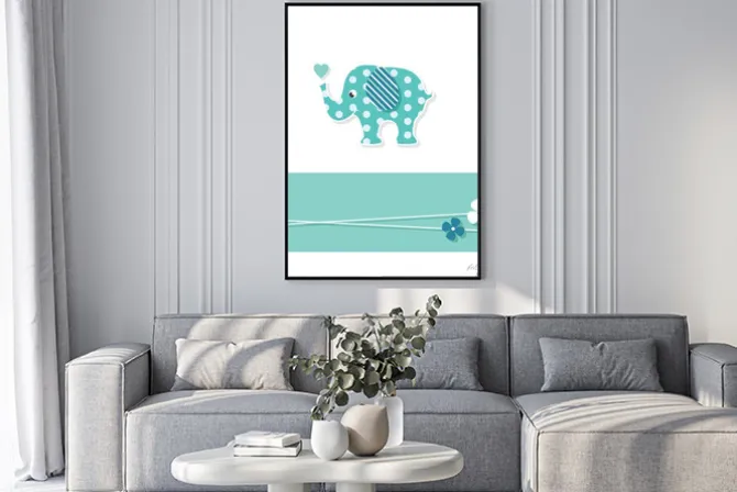 Plakat: Blue baby boy karty z pozdrowieniami słonia