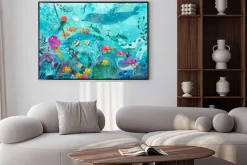 Plakat: Blue underwater background with fish