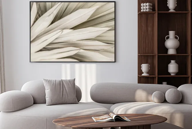 Plakat: Boho styl suszone liście palmy delikatny wzór natury