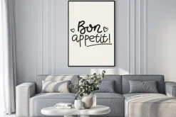 Plakat: Bon appetit - napis na beżowym tle