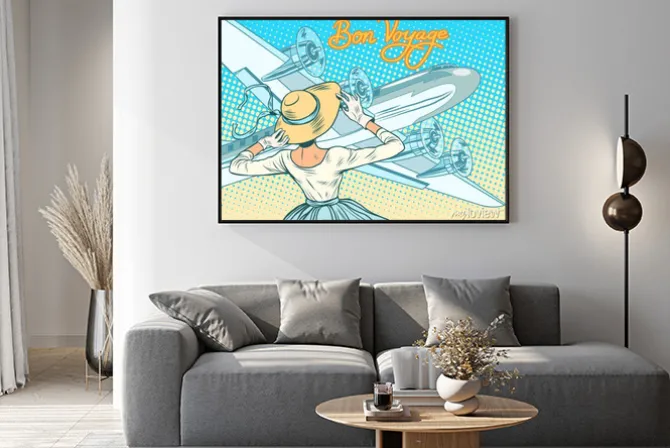 Plakat: Bon voyage dziewczyna eskorty samolotów