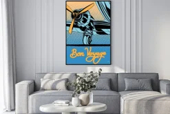 Plakat: Bon voyage podróże retro samolot plakat