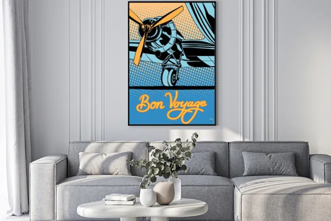 Plakat: Bon voyage podróże retro samolot plakat