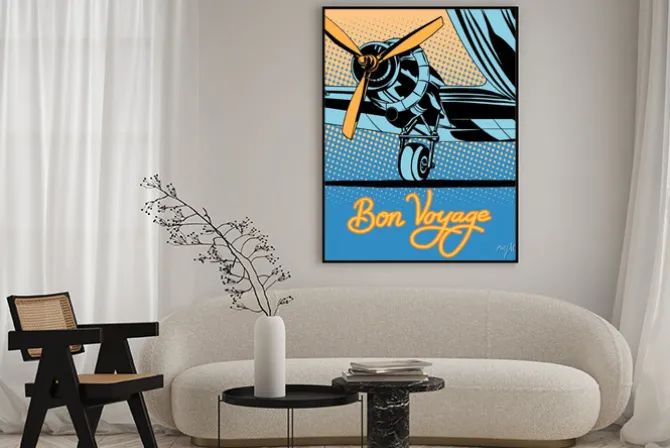 Plakat: Bon voyage podróże retro samolot plakat