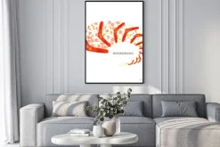 Plakat: Boomerang w ruchu. imitacja akwareli. boomerang jako symbol australii.