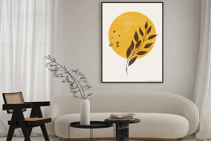 Plakat: Botanical vintage print boho sun moon minimalist wall art abstract