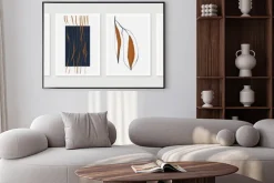 Plakat: Botanical wall art vector set. earth tone boho foliage line art