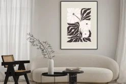 Plakat: Botaniczna abstrakcja białe kwiaty