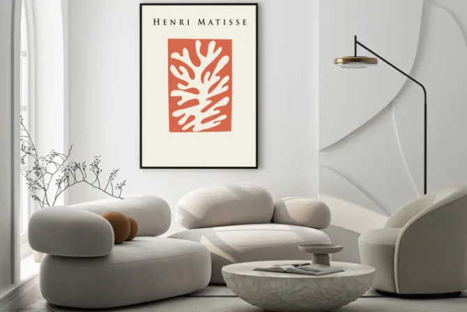 Plakat: Botaniczny abstrakcyjny liść w stylu henri matisse