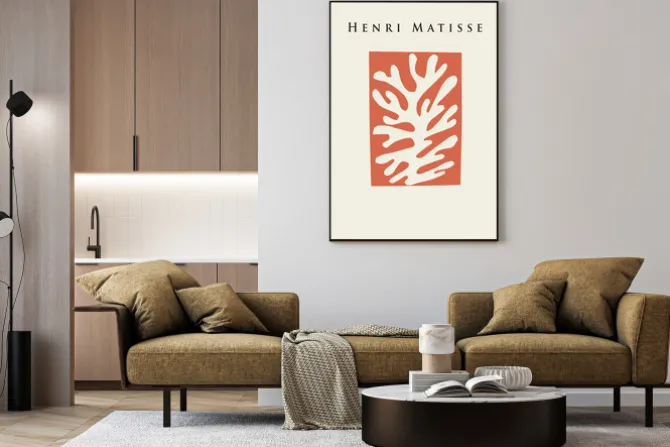 Plakat: Botaniczny abstrakcyjny liść w stylu henri matisse