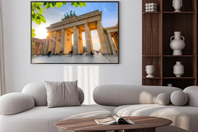 Plakat: Brama brandenburska o zachodzie słońca