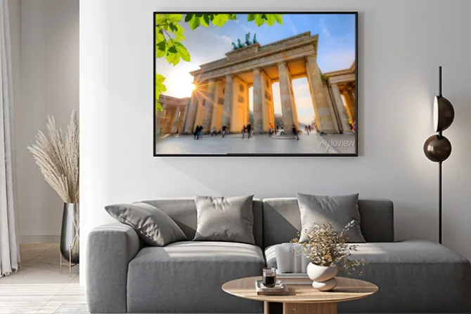 Plakat: Brama brandenburska o zachodzie słońca