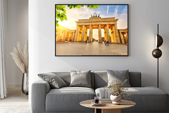 Plakat: Brama brandenburska o zachodzie słońca